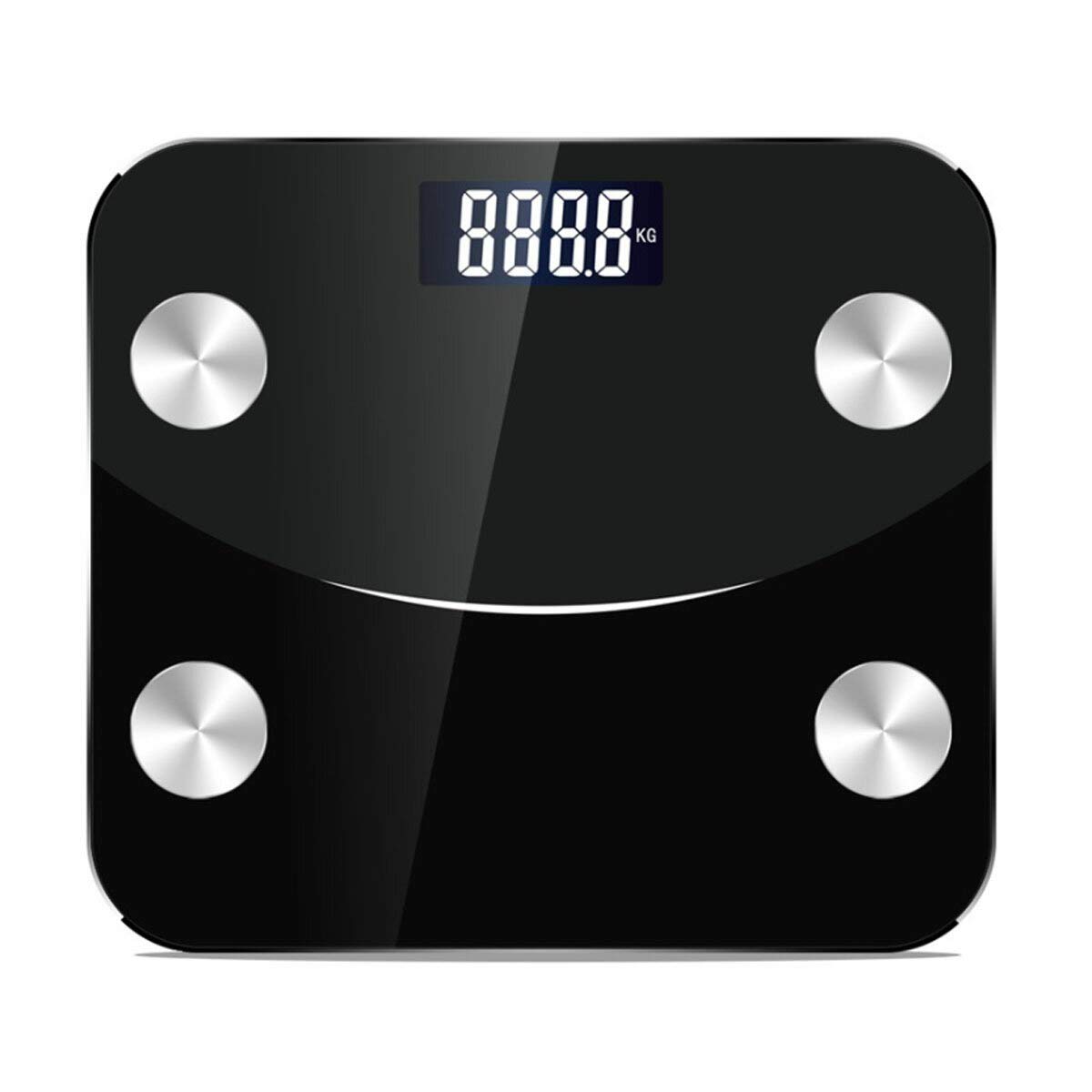 modny design 180 kg Zakres pomiarowy Waga Bluetooth z cyfrowym wyświetlaczem LED Overbold APP Waga łazienkowa Waga ciała Wireless Smart Digital (kolor: czarny) (czarny)