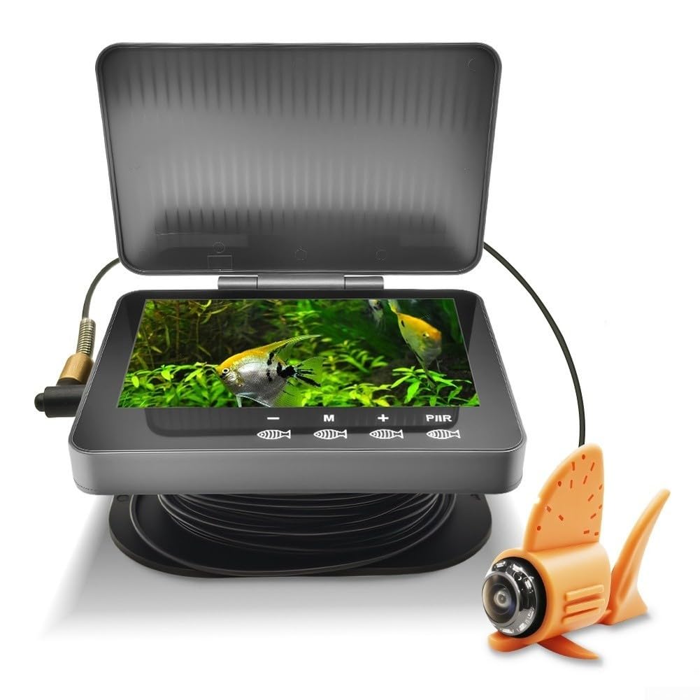 Telecamera subacquea per pesca subacquea con touchscreen da 4,3", per barca e pesca, sensore di profondità fino a 73 m, batteria 5000 mAh