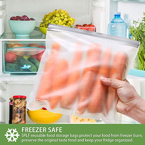 Splf FR-STICKERS-29H-1934 6 Pack Reusable Gallon Freezer Bags Dishwasher Safe, Bpa Free Reusable Food Storage Bags, Extra Thick Leakproof Silicone And Plastic Free For Marinate Meats thumb #4
