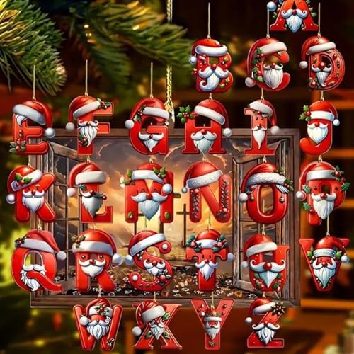 Suspensions de Sapin de Noël Acrylique Rouge de A à Z pour Fêtes - 3
