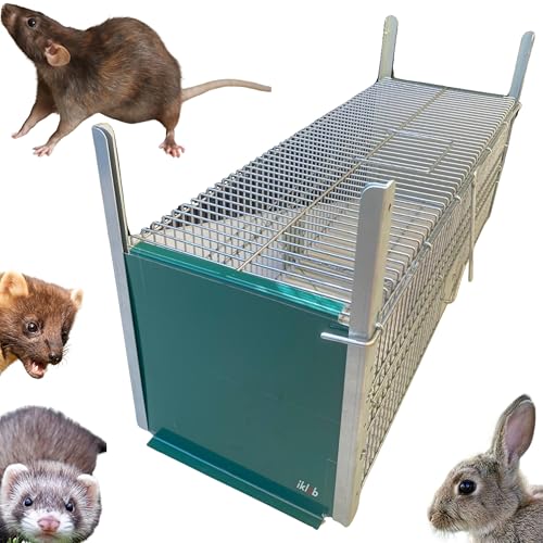 IKLOB® Gabbia Trappola Professionale per Animali Vivi | Gabbia per Conigli, trappola Ratti, Gabbia Trappola per Gatti, Furetti e Animali Selvatici | Robusta e Resistente, Trappola Anti-Fuga