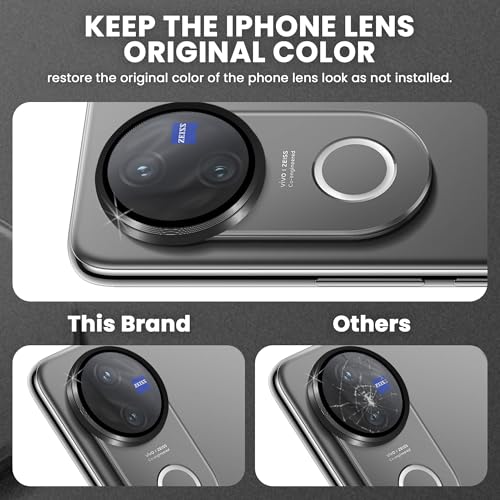 Image of ArmourPro Camera Lens Protector for Vivo V50 (6.77 Inches) Tough HD Individual Aluminum Alloy Rings 9H Camera Cover, Scratch-Resistant,Camera Lens Protection| Black, 1 Pack