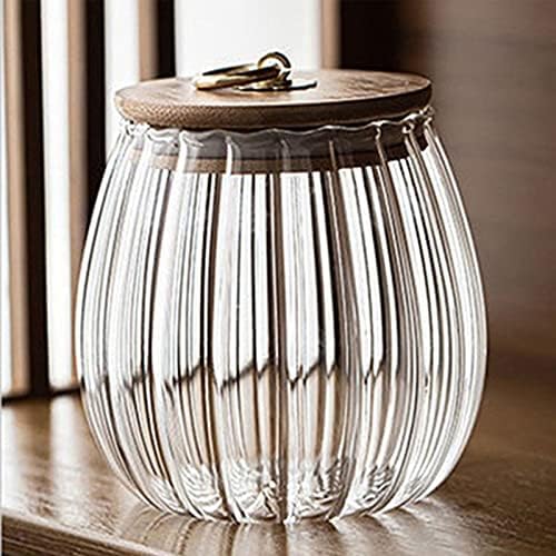 URMAGIC Glass Storage Jar with Cork Ball Lids, 450ml Round Cork Glass Bottle,1 Pcs Clear Nut Storage Jar Coffee Bean Jar,Transparent Food Storage Jar,Food Organizer(450ml)