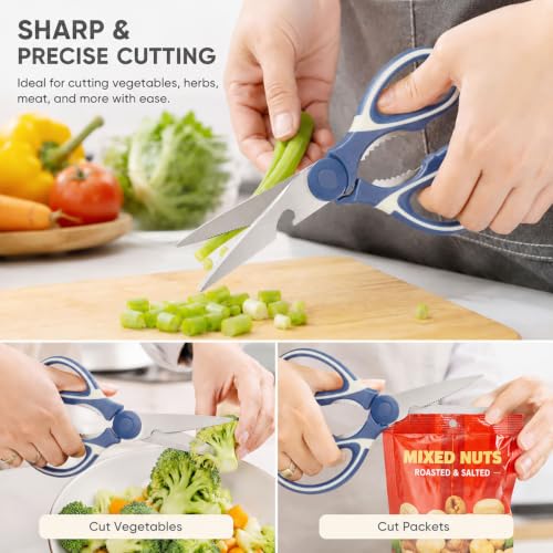 Image of Amazon Brand - Solimo Multipurpose Kitchen Scissors Smooth Plastic Handle Heavy Duty Scissor For Home Use Craft Work Tailoring Cutting Dark Blue 9x21 cm Pack Of 1