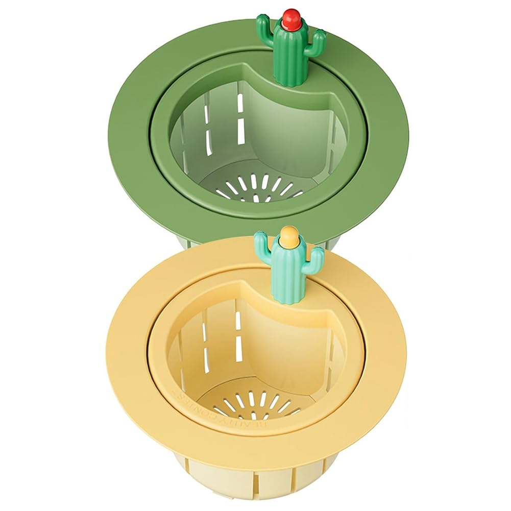 CTRLZS 2Pcs Cactus Sink Strainer,Cactus Kitchen Sink Drain Strainer with Widened Spacer,Press Automatic Dumping Basket