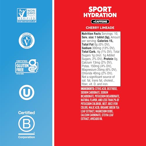 Image of Nuun Sport Electrolyte Tablets with Caffeine Cherry Limeade, 8 Pack