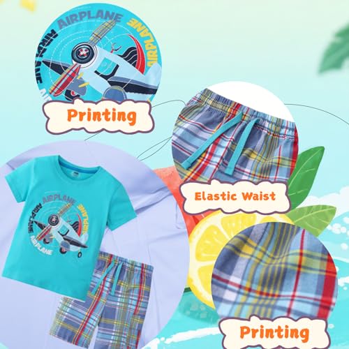 Image of Boy Shorts Sets Dinosaur Animal Print Shirt Summer Outfits Set 2pcs Casual Clothes
