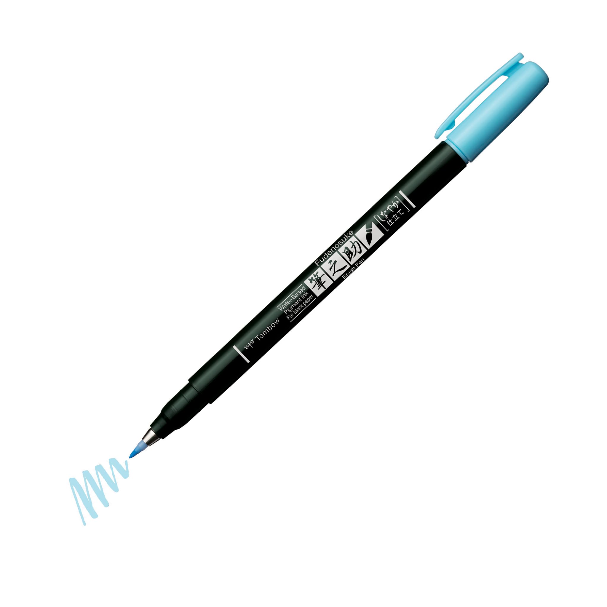 Tombow Brush Pen Fudenosuke pastel for black paper, light blue