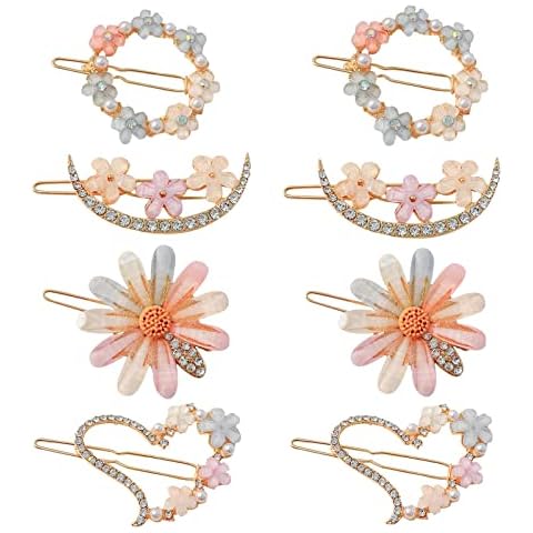 JZTRADING Hair Clips 2Set Women Crystal Flower Hairpins Rhinestone Barrettes Hair Jewelry Clips for Women Girls Wedding Party Cover