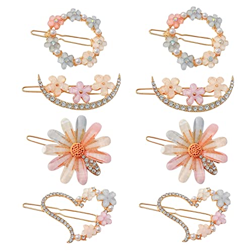 Pince Cheveux 8 Pièces Cristal Fleur Épingles À Cheveux Strass Barrettes Cheveux Pince Pince Cheveux Fille Bijoux Clips Pour Femmes Cover