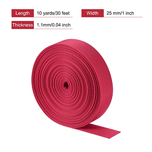 Image of MECCANIXITY Flat Nylon Webbing Strap 1 Inch 10 Yards Red for Backpack, Luggage-rack