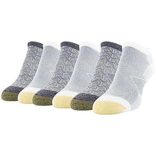 Gold Toe Women's Geo Mesh No Show Socks, 6 Pairs, Cinder/black Marl, Shoe Size: 6-9