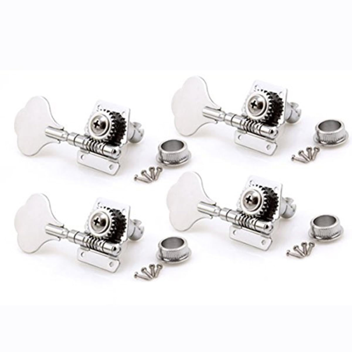 HEMOTON Electric Bass Sealed Tuners 4r Bass Tuning Pegs Guitar Machine Heads Knobs Silver Replacement for Old Tuners