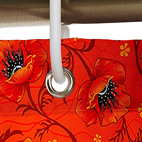 Rideau de douche 180x200cm polyester fleurs rouges KnSam - 4