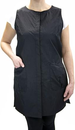 CHARLENE Long Snap Vest Barber Salon Wear w/Custom Name Embroidery, Water Repellent, Zipper Pockets -Personalized for Stylist
