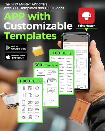 Image of Phomemo Label Makers, Portable Bluetooth Label Printer with 6000+ Templates | 2 inch High-Definition Thermal Sticker Printer Easy to Use for For Small Business, Home, School, Organization, Office, Black