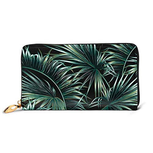 Preisvergleich Produktbild JHGFG Mode Handtasche Reißverschluss Brieftasche Tropische Palmblätter Nahtlose Vektor Blumen Telefon Clutch Geldbörse Abendkupplung Blocking Leder Brieftasche Multi Card Orga