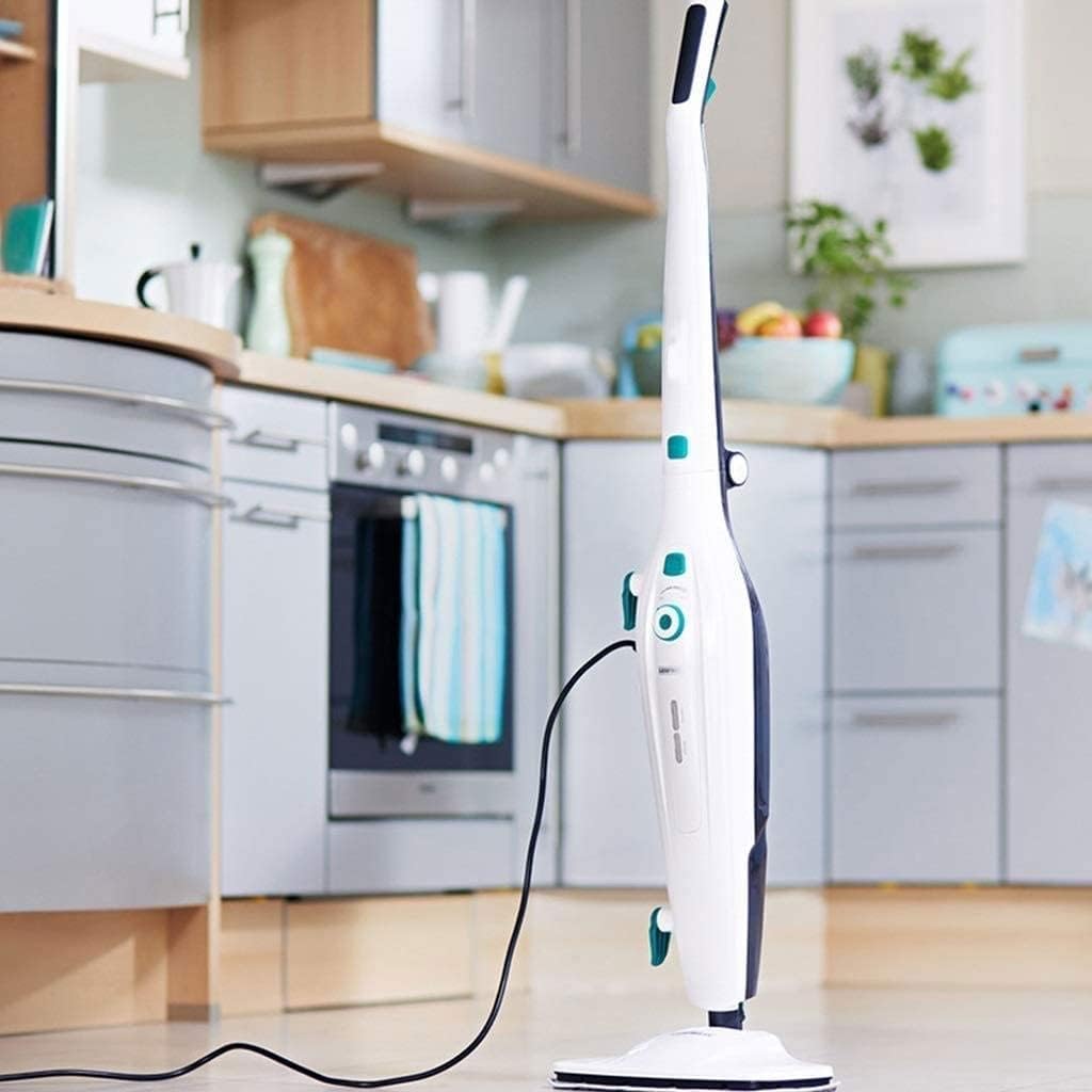Vacuum and Steam Mop All in One Compact Bagless Wet-Dry Vacuum Cleaner with HEPA Filtration Cord Rewind and Comfort Handle Steam Upright Vac for Hardwood Tile Floors Home and Office