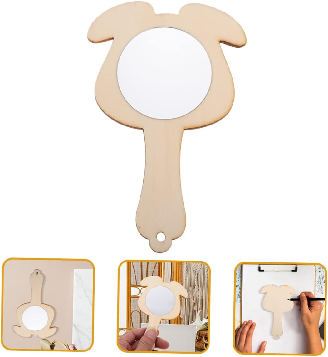 10pcs Unfinished Wooden Hand Mirrors for Boys and Girls DIY Craft for Rooms Dressers