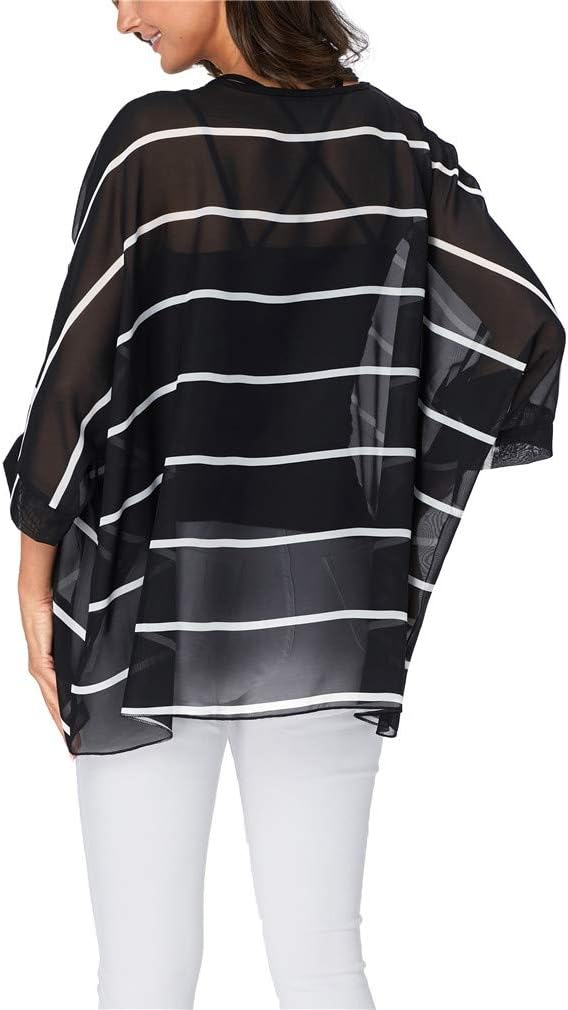 Plus Size Floral Chiffon Batwing Sleeve Tunic Blouse Boho Off-Shoulder Beach Cover Up Loose Summer Tops for Women - Image 3