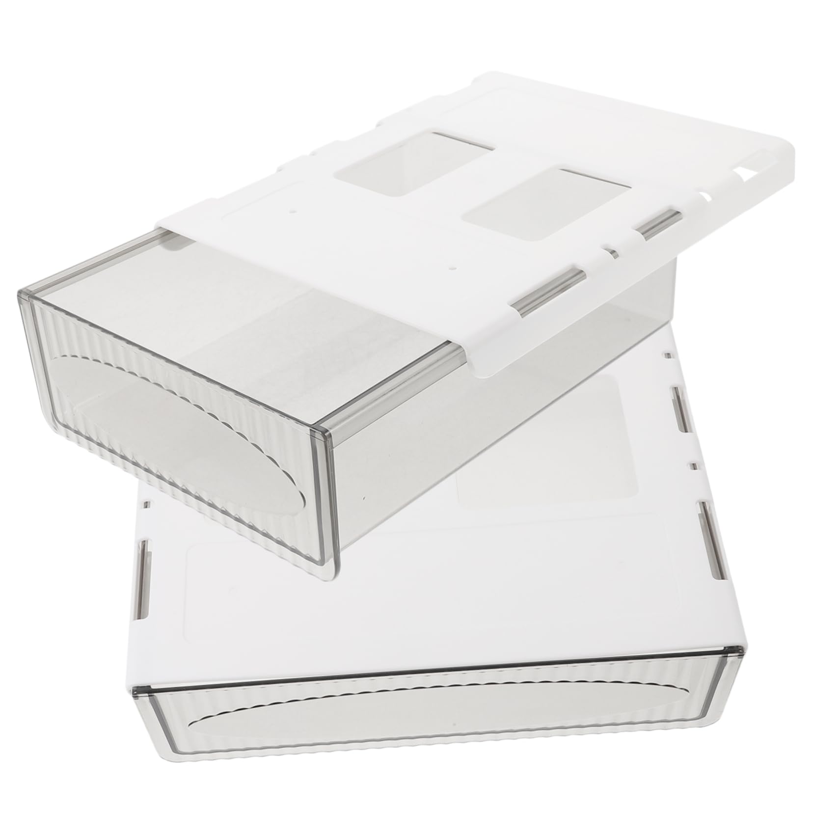 Organizer da Scrivania Cassetto Nascosto, 2 Pezzi, Bianco | Plastica Resistente, Grande Capienza, per Ufficio e Cassettiera, Montaggio senza Fori