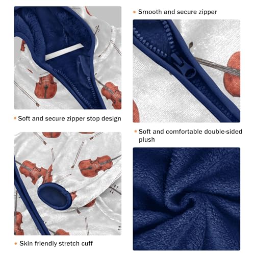 Violin Girls Fleece Jacket Girls Fall Jacket Girls Zip Up Hoodie Girls Sherpa Jacket 2-10T3