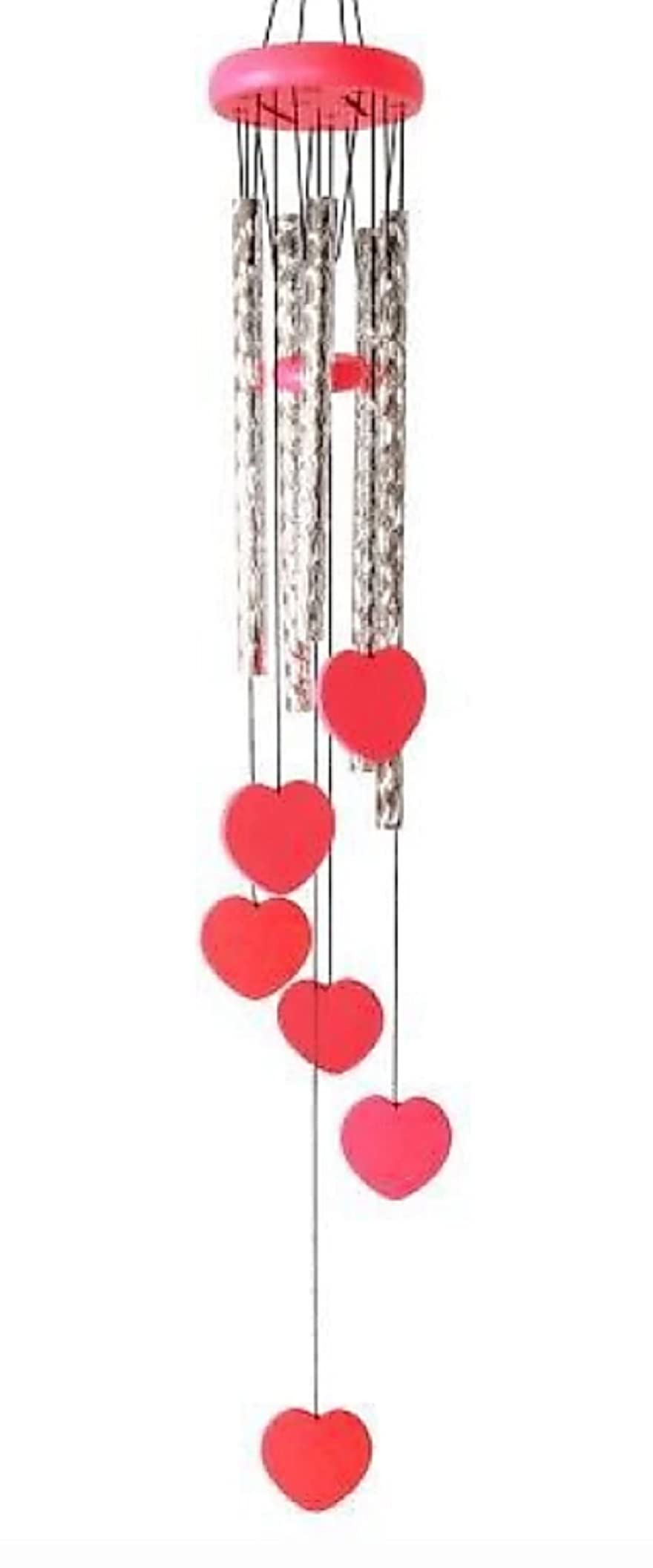 Wind Chime Hanging Heart Windchime Vastu Feng Shui Windchimes for Room/Home/Home Decor Balcony Garden Gallery Bedroom/Gift with Good Sound Quality Positive Energy Good Luck - 18 Inch-image-48