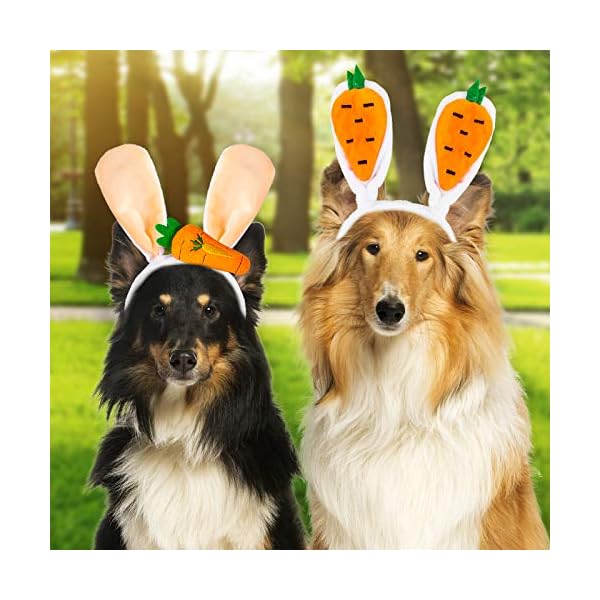 Whaline easter dog headbands easter bunny rabbit ear headwear cute carrot hair band adjustable pet easter party costume accessories for dog cat puppy, 3pcs - image 6