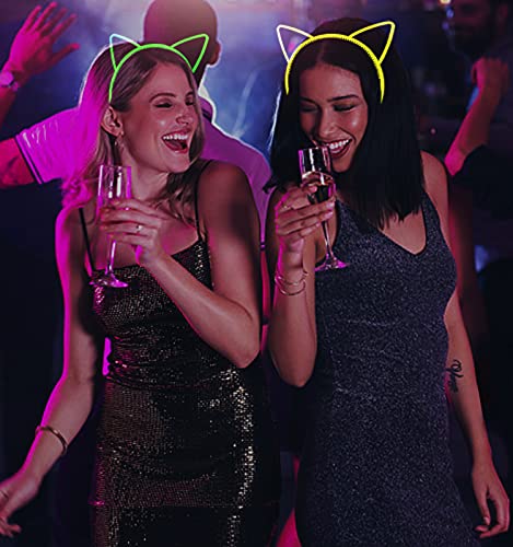Suyegirl 6 Pcs Glow Dark Headbands Women For Party, Cat Ear Headbands For Girls, Halloween Hair Accessories For Women,Hair Hoop Tiara For Party Cosplay #TOP2