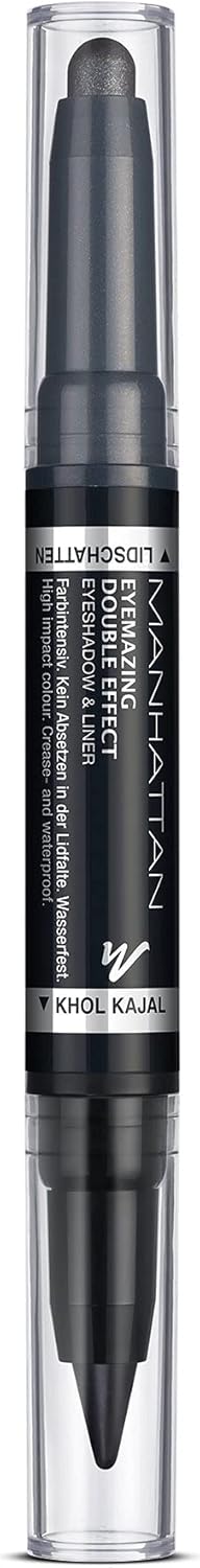 Manhattan Eyemazing Double Effect Eyeshadow & Liner – Black 2-in-1 Eyeshadow & Eyeliner Pencil – Color 001 In The Black – 1 x 0.7g & 1x 0.9g.