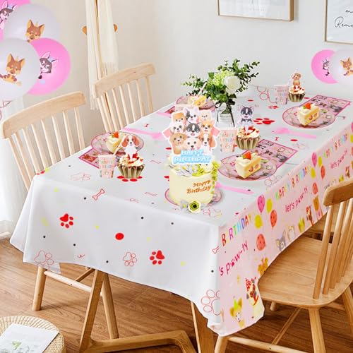Ffptbnyx 001 110Pcs Dog Birthday Party Supplies,Dog Theme Party Favor Set Includes Hats,Bow Tie,Bandana,Birthday Banners,Balloon,Cake Topper,Cupcake Topper,Tablecioth,Plate,Fork,Cup,Straw thumb #3