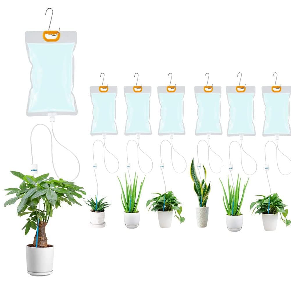 6 Pcs 3.5L Drip Irrigation Bags with Adjustable Control Valve Switch | Plant Drip Irrigation Kit with Adjustable Flow Automatic Plant Irrigation System for Indoor and Outdoor Potted Plant