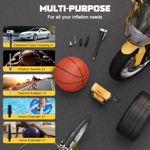 Image of Tire Inflator Air Compressor Compatible with DeWalt 20v Max Battery Power,160PSI Cordless Portable Electric Air Pump (Yellow)