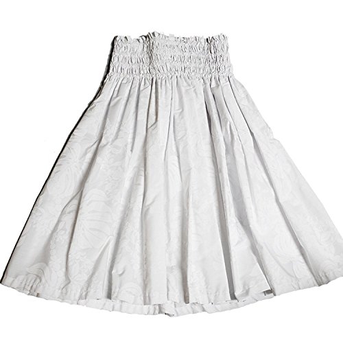 Hawaiian Pa'u Hula Skirt, White Flower on White Background