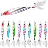 10PCS Metal Jigs Casting jigs Spoon Crankbait Spinning Fishing Jigs with Treble Hooks for Surf...