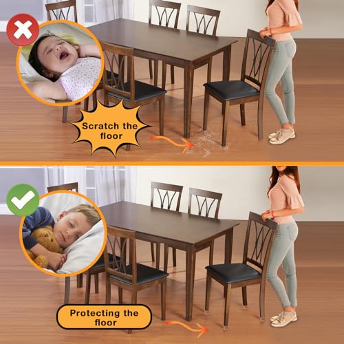 Image of 24-Pcs Extra Large Square Silicone Chair Leg Floor Protectors | Thick & Durable, Protect Hardwood Floors from Scratches & Noise, Fit Dining Table & Bar Stool Legs (Fits 1-2 /5 inch to 1-4 /5 inch)