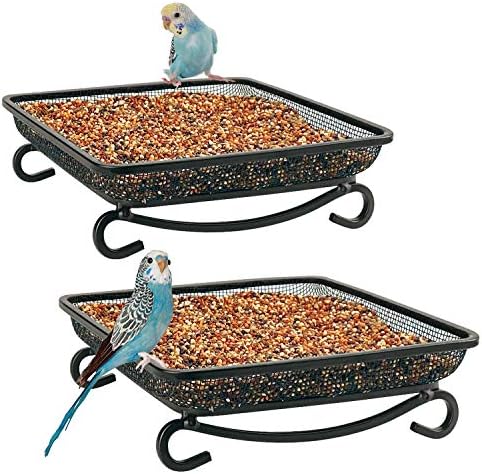 best bird feeders for northwestern crows that will surprise you 8 MIXXIDEA Ground Platform Bird Feeder Metal Seed Tray for Outside Garden Wild Bird Feeders with Drainage Holes Great Attracting for Birds and Squirrels, Wonderful Decoration for Backyard – Pack of 2