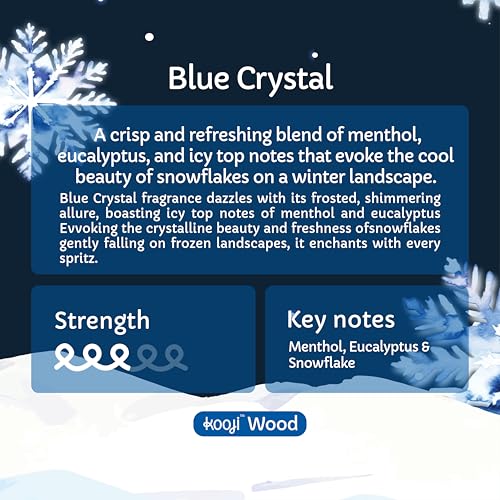Image of Kooji Wood - Blue Crystal - Car & Home Perfume - 12ml | Premium Freshener - Menthol, Eucalyptus & Snowflake Notes - 100% Indian Ingredients - Long-Lasting Aroma - Up to 90 Days