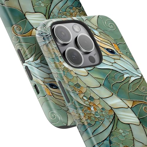 Image of Goodon for iPhone 13 Pro Case Cute - Wireless Charging Compatible - Dual-Layer Hard Shell + Silicone Cover - Protective Phone Case with Trendy Designs for Women - an Abstract Dragon | Dual-Layer Hard Shell + Silicone, Slim Fit Protective Phone Cover with Wildflower Designs for Women Girls