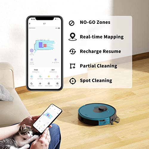 OKP 3800Pa Laser Navigation Robotic Vacuum, Logical Route Planning and Multi-Floor Mapping, Smart Self Charging Lidar Robot Vacuum Cleaner, Intelligent Alexa Hoover for Pet Hair - Image 3