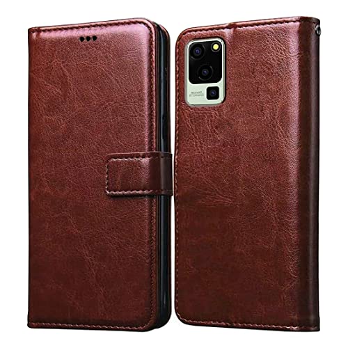 Image of Flip Cover Back Case for Lava Blaze 5G | Premium Leather Finish | Inbuilt Pockets & Stand | Flip Cover Back Case for Lava Blaze 5G (Brown)