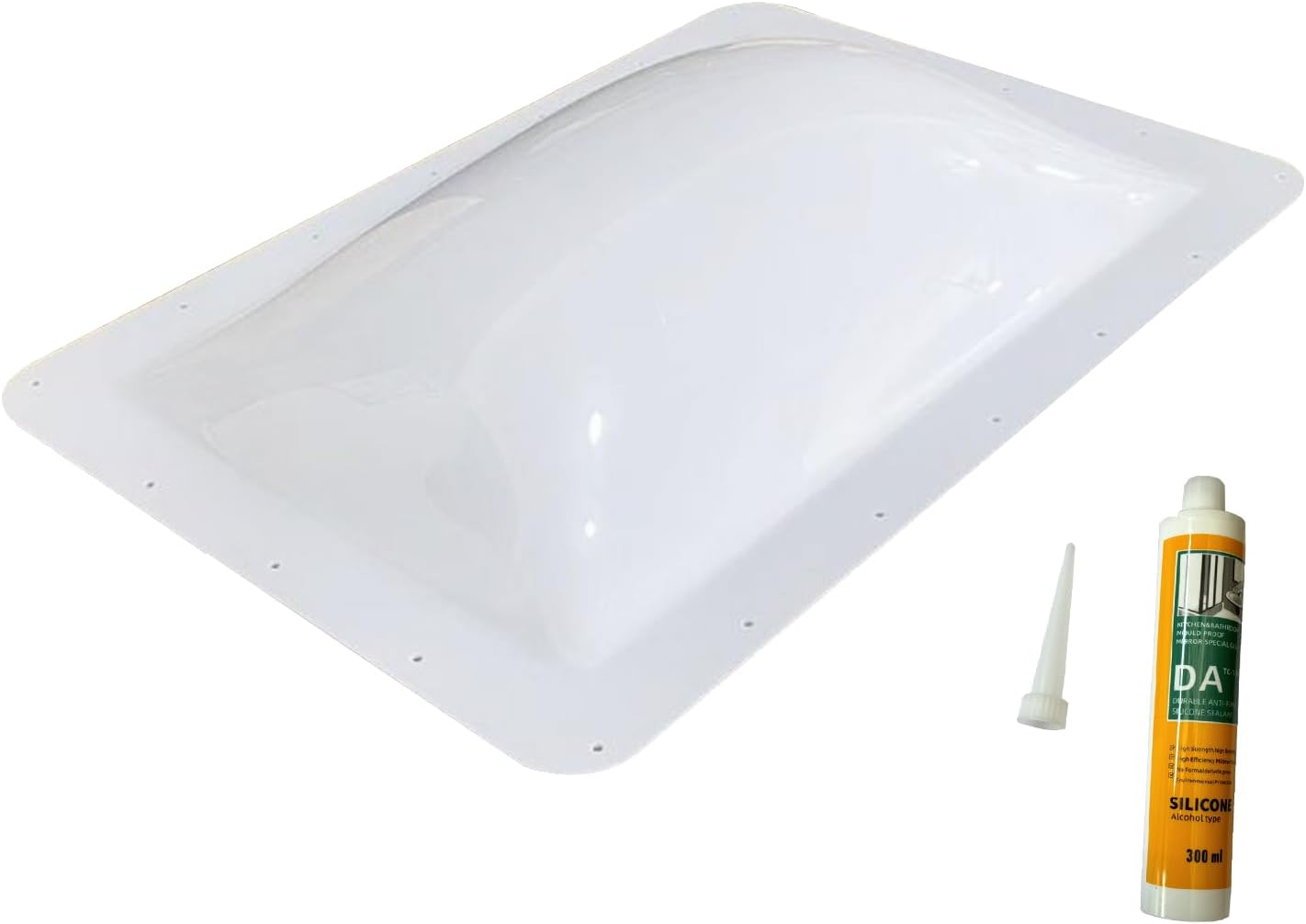 RV Skylight Replacement Kit, 18"x26" OD RV Skylight Kit Outer Dome Fits 14" x 22" Skylight Openings for Camper Trailer Motorhome Shower Replace (White)