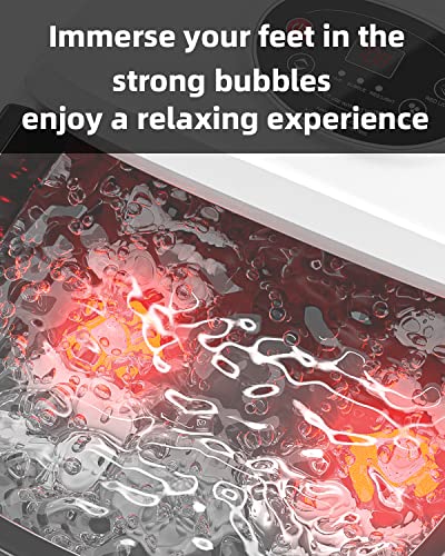 Image of RIGHTMELL Foot Bath Spa with Heat, Pedicure Massager Foot Soaking Tub-Bubbles Pumice Stone Digital Temperature Control Red Light with Ergonomic Massage Rollers