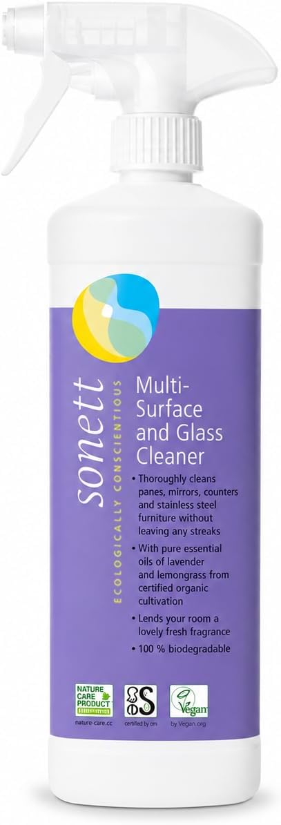Organic Glass Cleaner - Multi-Surface Natural Cleaning Spray, 17 fl oz (Pack of 1)