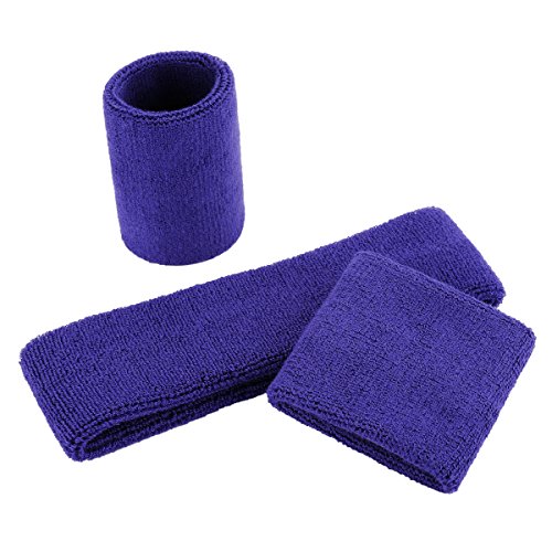 Image of ONUPGO Sweatband Set Sports Headband Wristband Set Sweatbands Terry Cloth Wristband Wrist Sweatband Headbands Moisture Wicking Sweat Absorbing Head Band