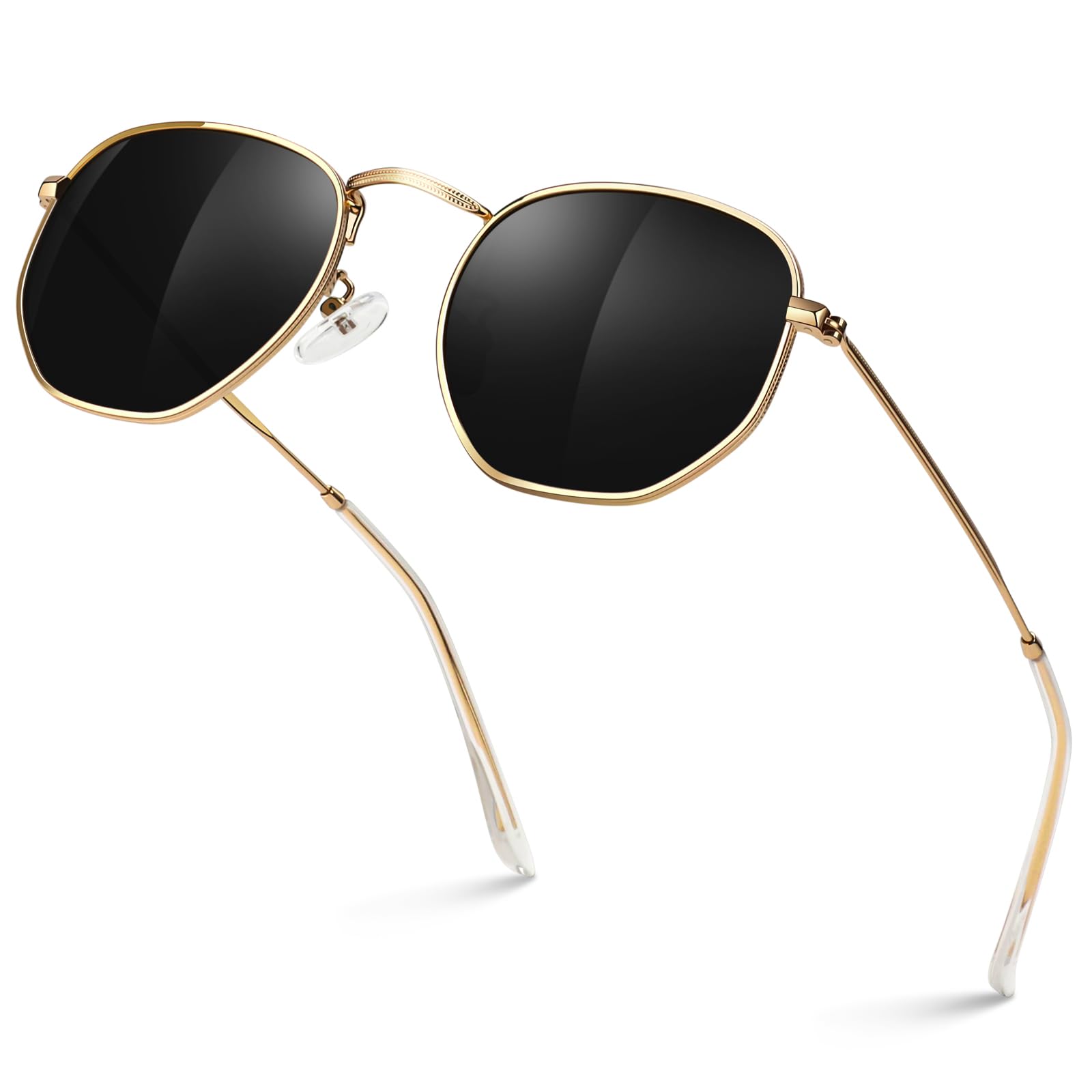 Sunier Gafas de Sol Mujere Hombre Polarizadas, Gafas de Sol Cuadradas Moda Para Mujer, Marco de Metal Hexagonal Ultraligero con Tonos Protección UV400