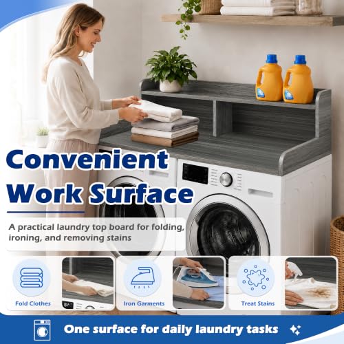Image of Royxen Laundry Countertop with Storage Universal Fit, Washer and Dryer Countertop with Shelf, Laundry Room Storage, 2-Tier Shelf (Eucalyptus)