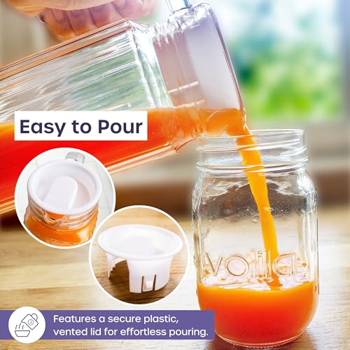 Fridge Jug 1L Glass Water Jug with Lid (2 Pack) - Clear Water Pitcher with Ribbed Glass Design & Handle for Fridge Shelf & Everyday Use with Vented Spout - Juices, Pimms & Picnics - Image 6