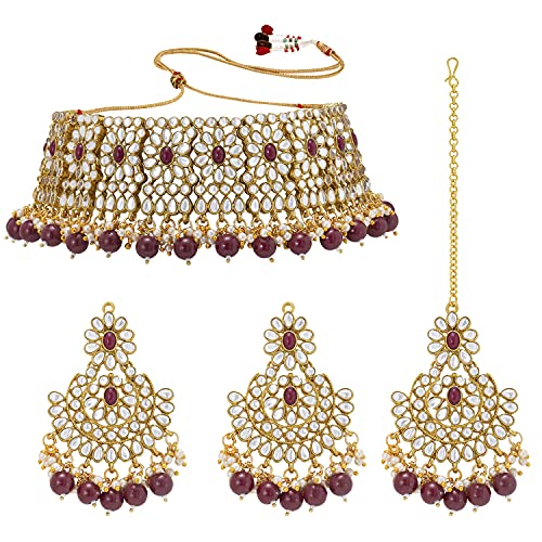 Image of Peora Crystal Faux Pearl Necklace & Jewellery Set Gift for Women