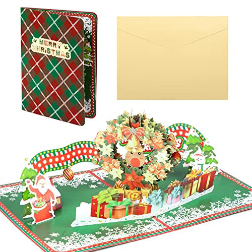 IOOYU Tarjeta de Felicitación de Navidad, Tarjeta de Navidad 3D Pop-up con Sobre y Papel de Carta,Postales Navidad para Regalo, Amigos, Padre ,Madre y Niños Cover